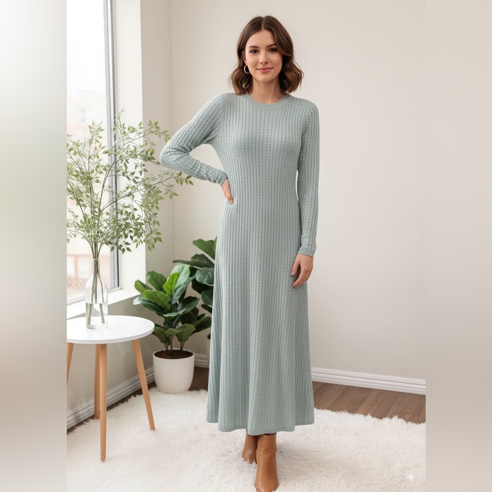 Sancia Abrazia Knit Sweater Dress in Pacific Blue Size Small NWT